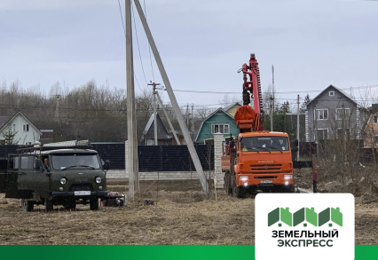 Монтаж опор ЛЭП в поселке "Шереметьевская Усадьба"